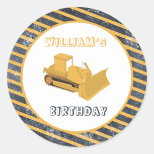 Bulldozer Construction Truck Birthday Boy Ronde Sticker