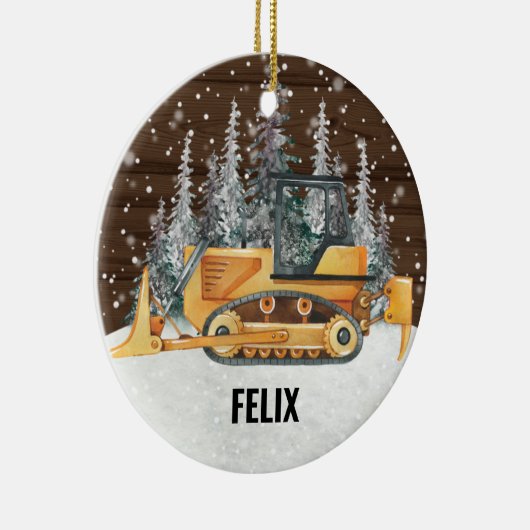 Bulldozer Construction Vehicle Vrauck Kerstmis Keramisch Ornament (Rechts)