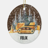 Bulldozer Construction Vehicle Vrauck Kerstmis Keramisch Ornament (Links)