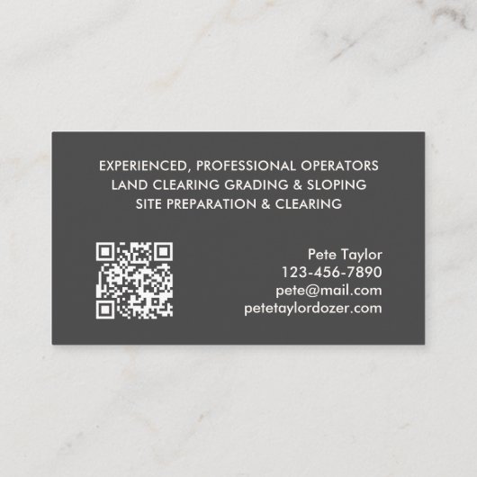 Bulldozer Construction Visitekaartje (Achterkant)