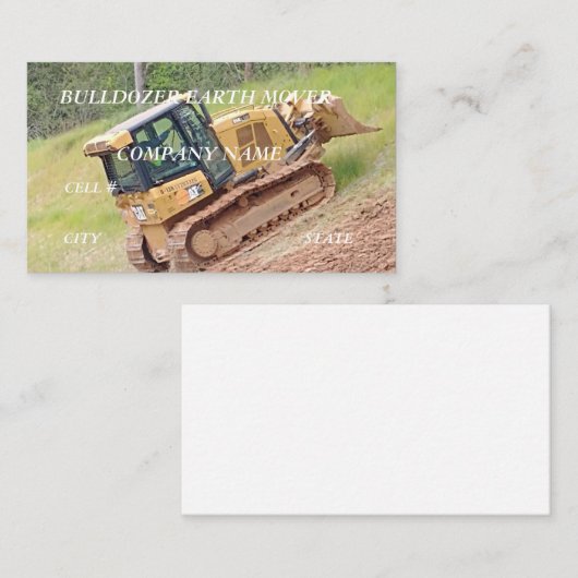 Bulldozer Construction Visitekaartje (Voorkant / Achterkant)