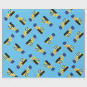 Bulldozer Cute 1st Birthday Party Construction Cadeaupapier (Vlak)