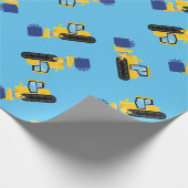 Bulldozer Cute 1st Birthday Party Construction Cadeaupapier (Hoek)