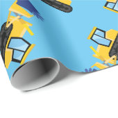 Bulldozer Cute 1st Birthday Party Construction Cadeaupapier (Rol Hoek)