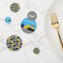 Bulldozer Cute 1st Birthday Party Construction