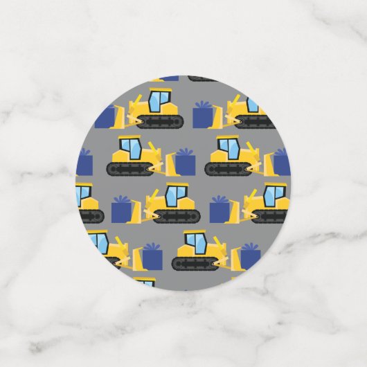 Bulldozer Cute 1st Birthday Party Construction Confetti (Kleine voorkant)