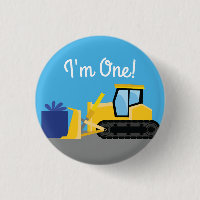 Bulldozer Cute 1st Birthday Party Construction