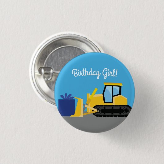Bulldozer Cute 1st Birthday Party Construction Ronde Button 3,2 Cm (Voorkant /achterkant)