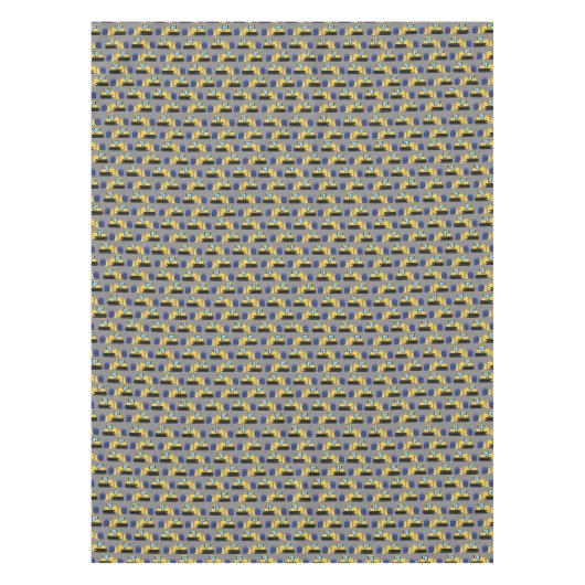 Bulldozer Cute 1st Birthday Party Construction Tafelkleed (Voorkant)