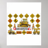 Bulldozer Dozer Construction Signs Poster (Voorkant)