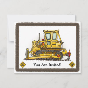 Bulldozer Dozer Kinder Party Invitation Kaart