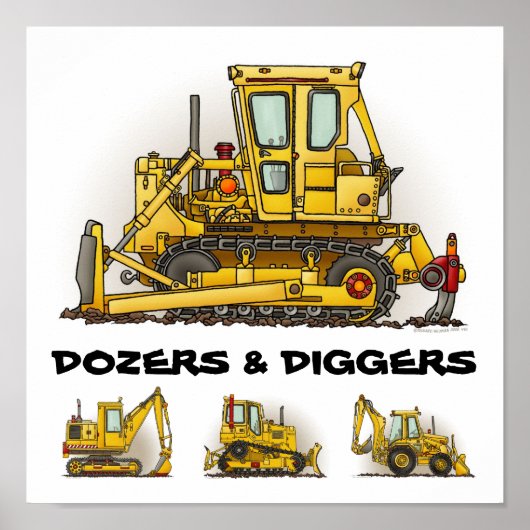 Bulldozer Dozers Diggers Poster Print (Voorkant)