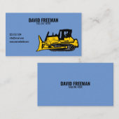 Bulldozer eenvoudige blauw bouwmachine visitekaartje (Voorkant / Achterkant)