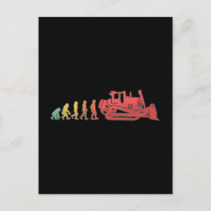 Bulldozer Evolution Construction Worker Retro Site Feestdagenkaart