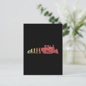 Bulldozer Evolution Construction Worker Retro Site Feestdagenkaart (Staand voorkant)