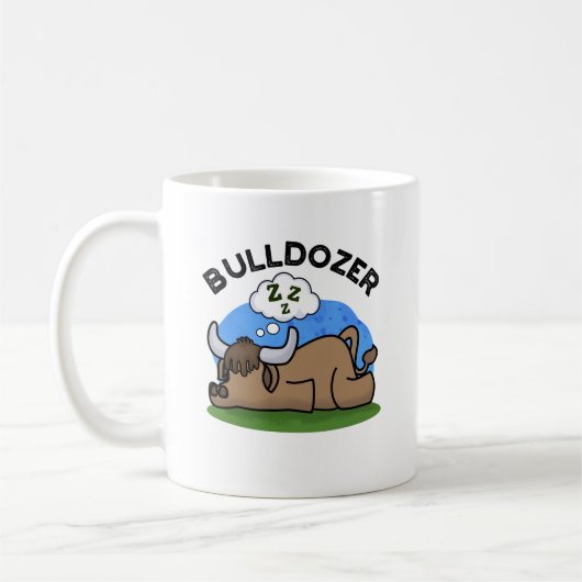Bulldozer Funny Animal Bull Pun Koffiemok (Links)