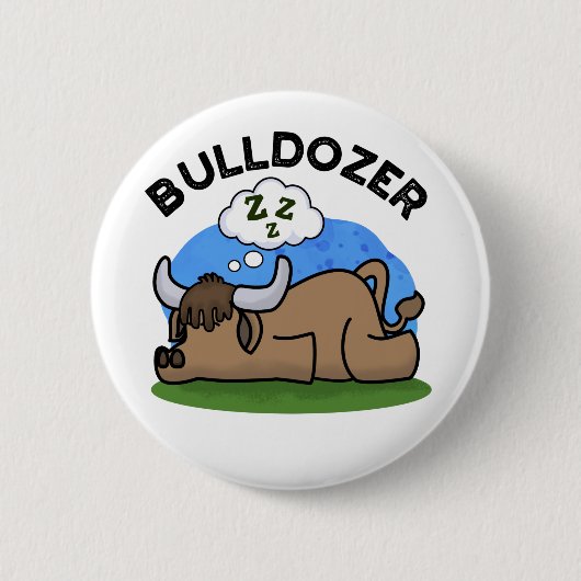 Bulldozer Funny Animal Bull Pun Ronde Button 5,7 Cm (Voorkant)