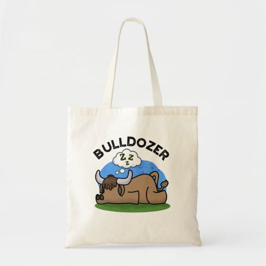 Bulldozer Funny Animal Bull Pun Tote Bag (Voorkant)