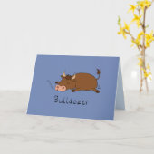 Bulldozer - Funny Sleepy Bull Card Kaart (Gele Bloem)