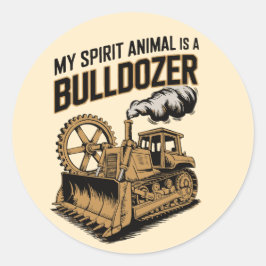 Bulldozer Geest Vintage Minimalistische Motivatie Ronde Sticker