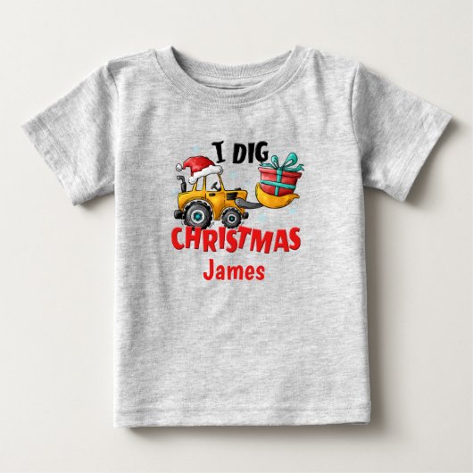 Bulldozer I graaf met Kerstmis Persoonlijk T-Shirt (Voorkant)