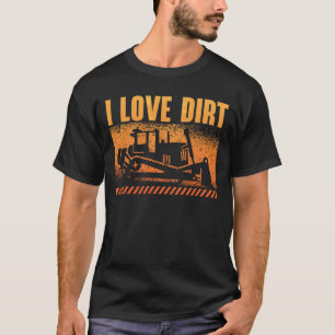 Bulldozer Ik hou van vuilbouw werknemer site T-shirt
