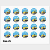 Bulldozer Kind Verjaardagsfeestje Bouwwagen Ronde Sticker (Vel)