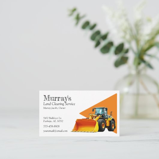Bulldozer Land Clearing Visitekaartje (Staand voorkant)