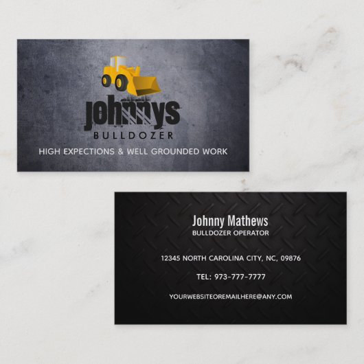 Bulldozer Logo Visitekaartjes (Voorkant / Achterkant)
