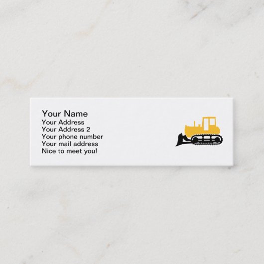 Bulldozer Mini Visitekaartje (Voorkant)