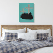 Bulldozer Operating Engineer Christelijk Cross Canvas Afdruk (Insitu (Slaapkamer))