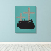 Bulldozer Operating Engineer Christelijk Cross Canvas Afdruk (Insitu (Houten vloer))