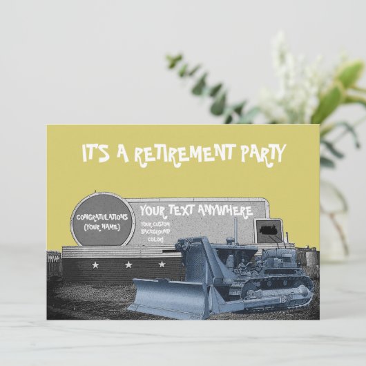 BULLDOZER-OPERATIONELE ENGINEERRETIEINVITATIE KAART (Staand voorkant)