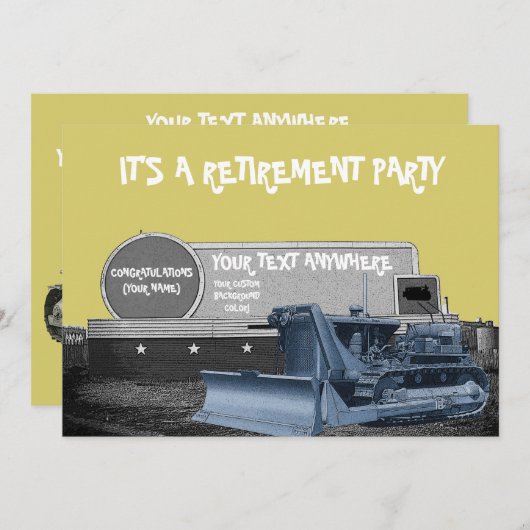 BULLDOZER-OPERATIONELE ENGINEERRETIEINVITATIE KAART (Voorkant / Achterkant)