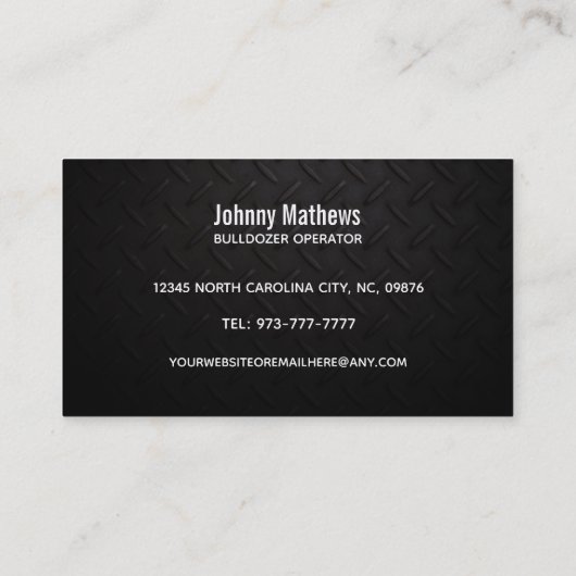 Bulldozer Operator Visitekaartjes (Achterkant)