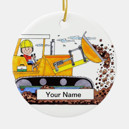 Bulldozer Operator — Vrouw Keramisch Ornament (Voorkant)