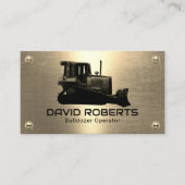 Bulldozer Plant Operator Gold Metal Construction Visitekaartje (Voorkant)