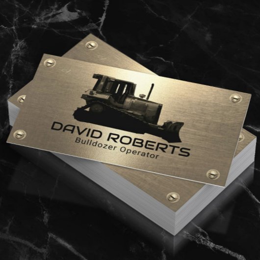 Bulldozer Plant Operator Gold Metal Construction Visitekaartje