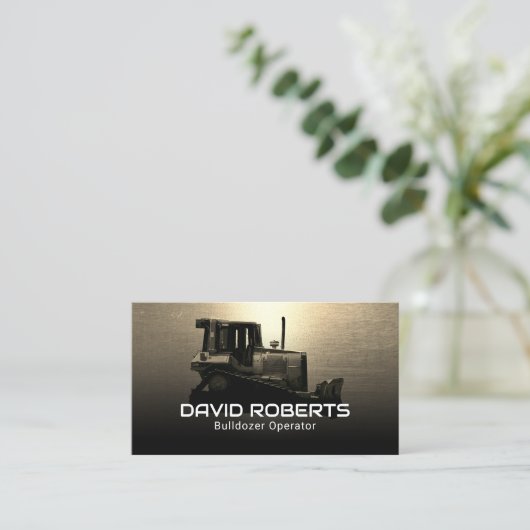 Bulldozer Plant Operator Modern Gold Construction Visitekaartje (Staand voorkant)