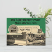 BULLDOZER RETIREMENT-INVITATIE TUSSENBULLEER KAART (Staand voorkant)