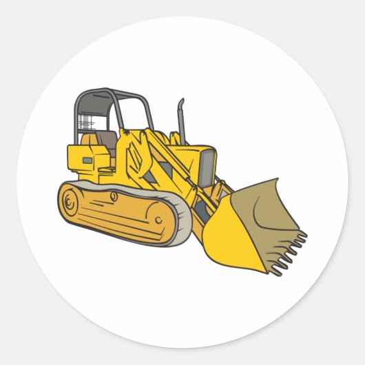 Bulldozer Ronde Sticker (Voorkant)