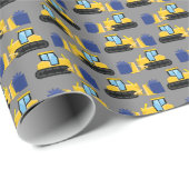 Bulldozer Schattige Kids Verjaardagsfeestbouw Cadeaupapier (Rol Hoek)