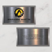 bulldozer voor bouwvoertuigen | Metallic Visitekaartje (Voorkant / Achterkant)