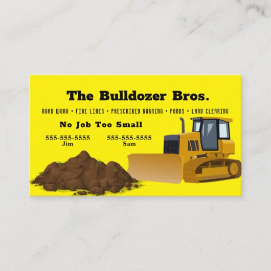 Bulldozer Yellow Visitekaartje (Voorkant)