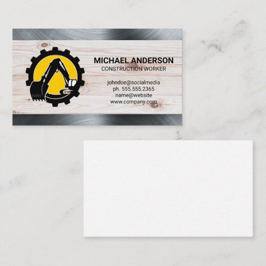 bulldozerarm | zware machines | Bouw Visitekaartje (Voorkant / Achterkant)