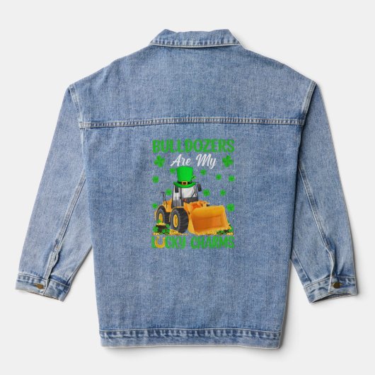Bulldozers zijn mijn Lucky Charms Bulldozer St Pat Denim Jacket (Achterkant)