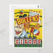 Bullens Circus Vintage Poster 1930s Briefkaart (Voorkant / Achterkant)