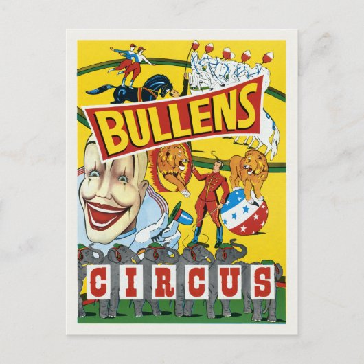 Bullens Circus Vintage Poster 1930s Briefkaart (Voorkant)