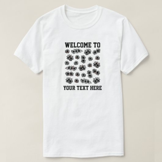 Bullet Holes en Jouw tekst T-shirt (Design voorkant)