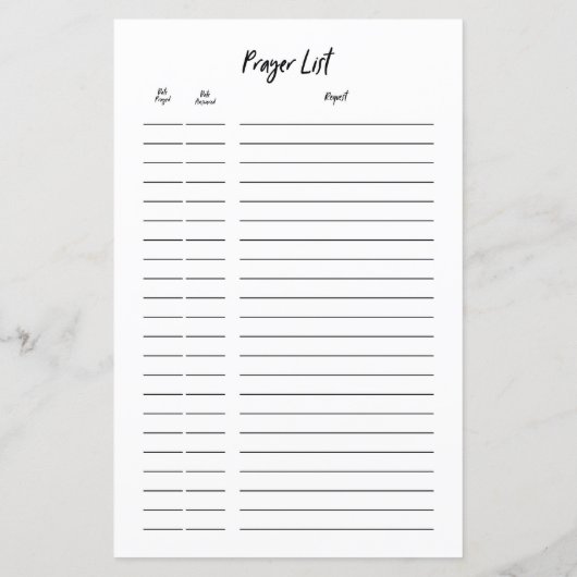 Bullet Journal Prayer Request List Planner Invoege (Achterkant)